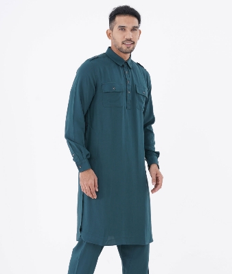 Picture of Premium blue kabli panjabi men | Kabli Panjabi for men blue color | High quality panjabi for men new collection 2024 stylist | kabli panjabi maroon - Pakistani pathan panjabi