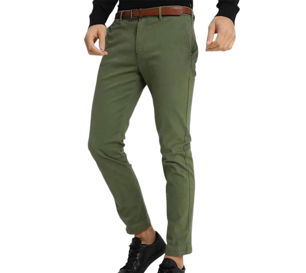 Picture of Olive twill pant for men new collection 2024 | Stretch pants for men at low price | High quality formal pant for men | Chinos pant for men olive