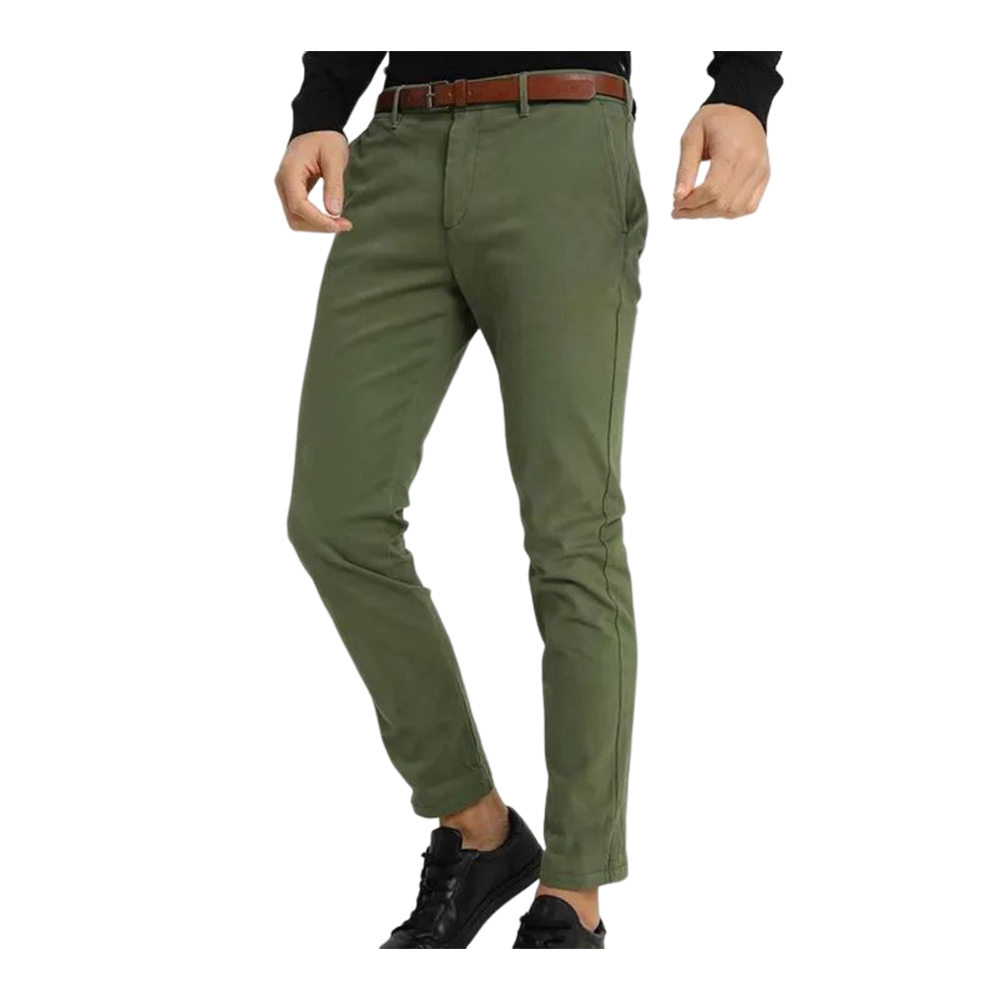 Picture of Olive twill pant for men new collection 2024 | Stretch pants for men at low price | High quality formal pant for men | Chinos pant for men olive