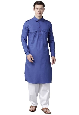 Picture of Premium navy blue kabli panjabi men | Kabli Panjabi for men blue colour | High quality panjabi for men new collection 2024 stylist | kabli panjabi blue - Pakistani pathan panjabi | Cotton panjabi collection kabli