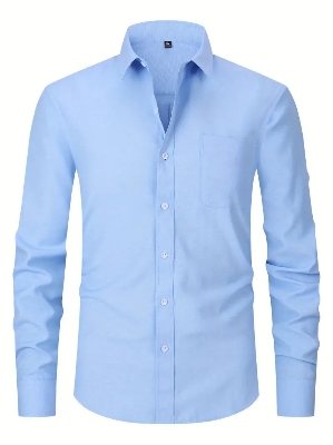 Picture of Low price sky blue shirt for men high quality cotton fabrics | Export quality solid colour shirt for men formal and stylish | Premium quality shirt for men new 2024 brand stylish sky blue colour