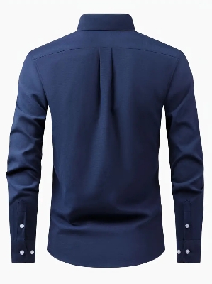 Picture of Low price blue shirt for men high quality cotton fabrics | Export quality solid colour shirt for men formal and stylish | Premium quality shirt for men new 2024 brand stylish backish blue colour
