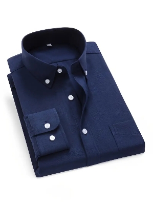 Picture of Low price blue shirt for men high quality cotton fabrics | Export quality solid colour shirt for men formal and stylish | Premium quality shirt for men new 2024 brand stylish backish blue colour