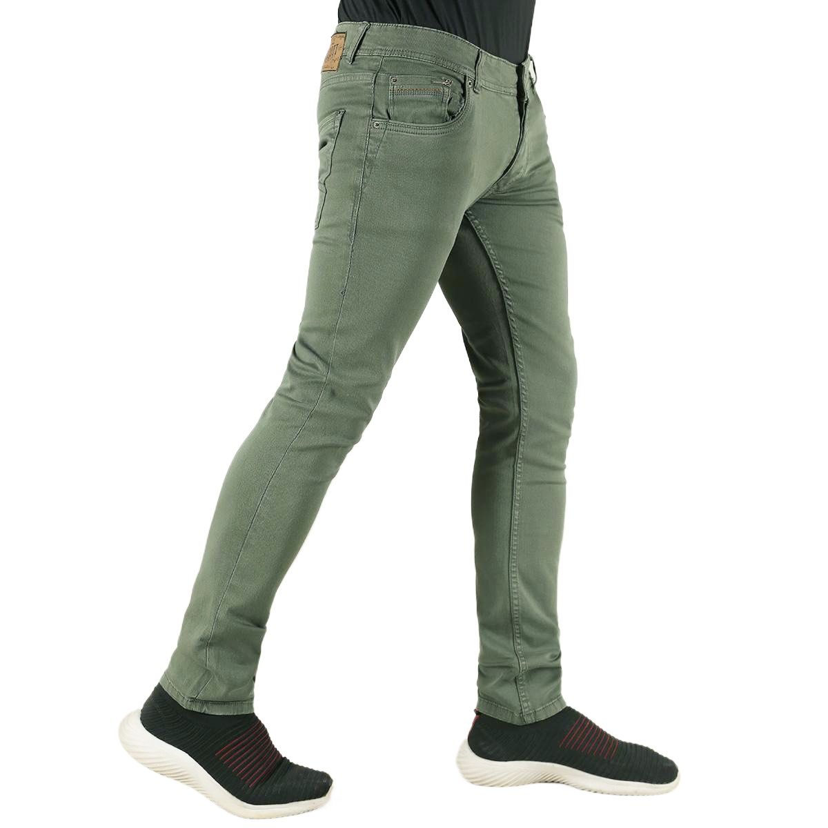 Picture of Olive colour denim pant for men new collection 2024