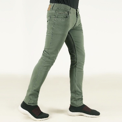 Picture of Olive colour denim pant for men new collection 2024