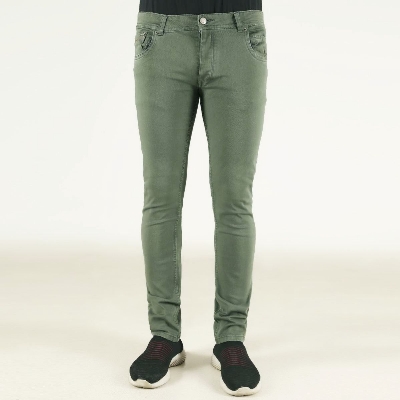 Picture of Olive colour denim pant for men new collection 2024