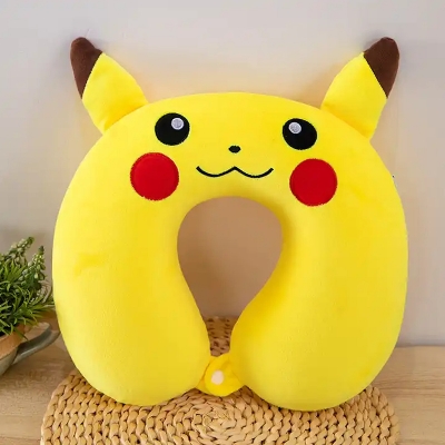 Picture of Yellow neck pillow for travel women cute | Pikachu neck pillow for men | Trendy neck pillow for car - Original Thailand Neck Pillow For Travelling | Special gift for girl friend and boy friend - Sofa and Home decoration