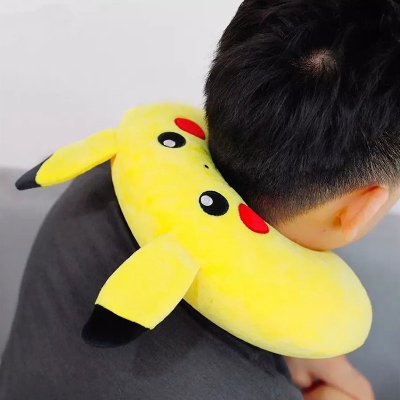 Picture of Yellow neck pillow for travel women cute | Pikachu neck pillow for men | Trendy neck pillow for car - Original Thailand Neck Pillow For Travelling | Special gift for girl friend and boy friend - Sofa and Home decoration