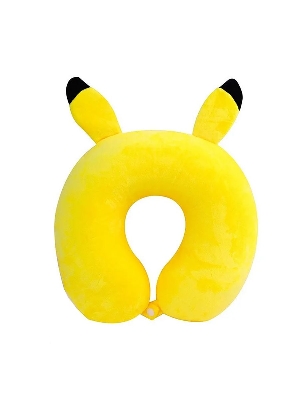 Picture of Yellow neck pillow for travel women cute | Pikachu neck pillow for men | Trendy neck pillow for car - Original Thailand Neck Pillow For Travelling | Special gift for girl friend and boy friend - Sofa and Home decoration
