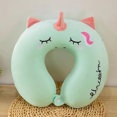 Picture of sky blue or light blue neck pillow for travel women cute | Doraemon neck pillow for men | Trendy neck pillow for car - Original Thailand Neck Pillow  For Travelling - Baby pillow as gift