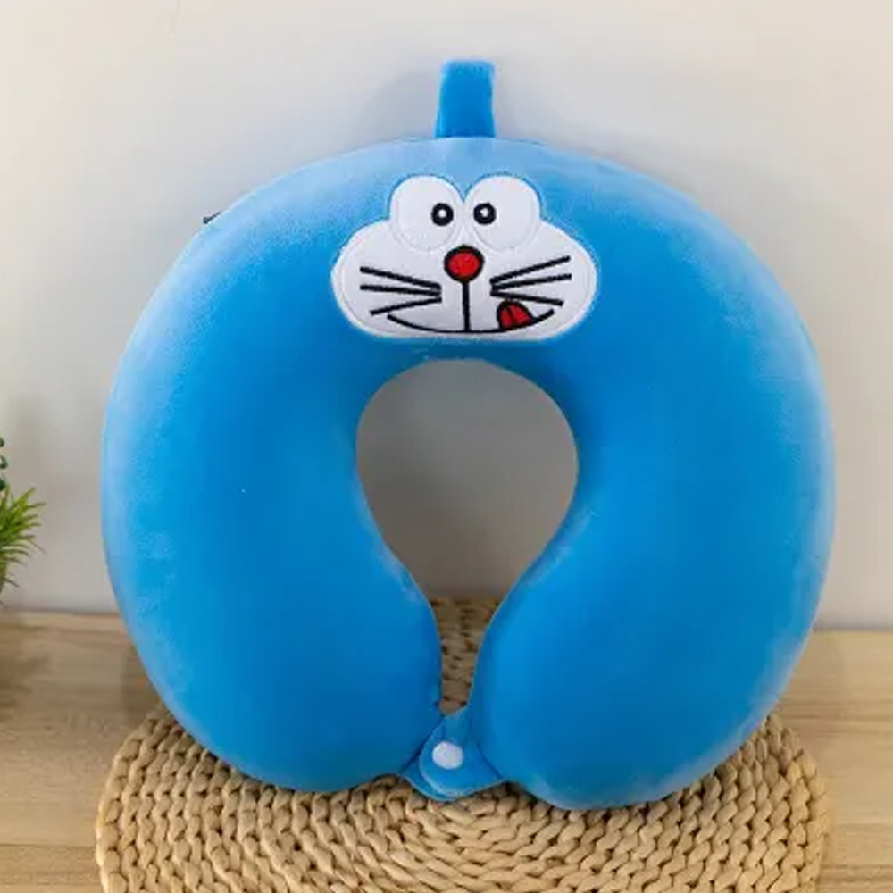 Picture of sky blue or light blue neck pillow for travel women cute | Doraemon neck pillow for men | Trendy neck pillow for car - Original Thailand Neck Pillow  For Travelling - Baby pillow as gift