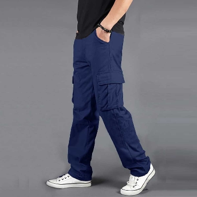 Picture of Export quality cargo pant for men stylish blue 2024 | High quality mobile pant for men stylish 2024 new | Six pocket cargo pant for men - Mens cargo pants