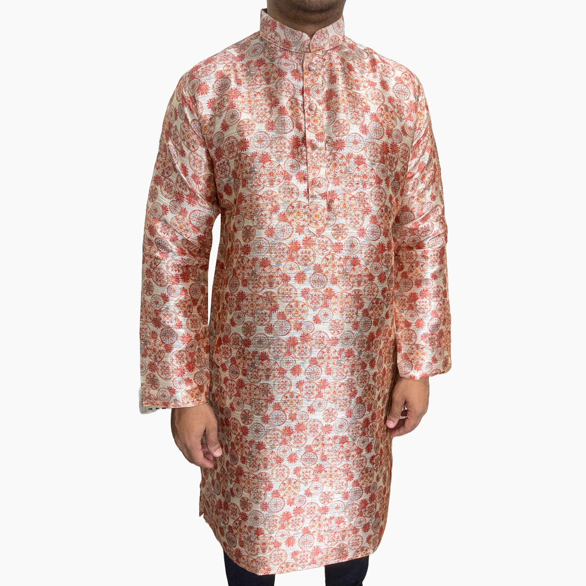 Picture of Indian party panjabi for men red | High quality party dress for men | Mens panjabi for wedding dress | Light weight silk panjabi for men new collection 2024