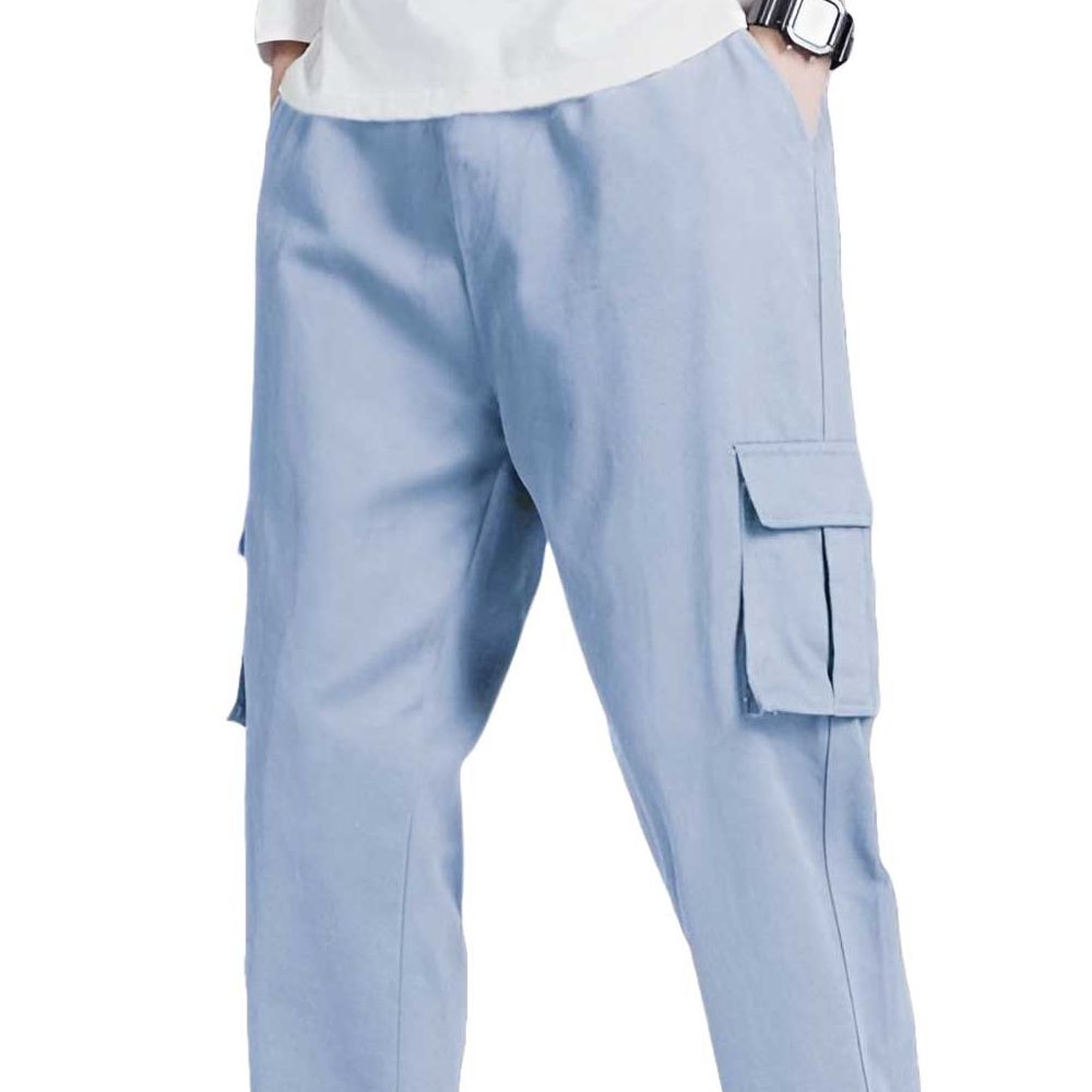 Picture of Six pockets cargo style blue pants for boys 18 years stylish | Pants for boys 14 years new collection of 2024 |  Baby boys pant stylish cargo