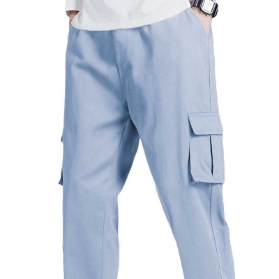 Picture of Six pockets cargo style blue pants for boys 18 years stylish | Pants for boys 14 years new collection of 2024 |  Baby boys pant stylish cargo