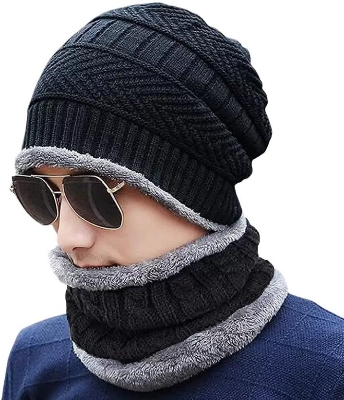 Picture of Winter cap for men new collection 2024 | Winter cap for men style | Winter cap for men 2 in 1 | Winter cap for men wool | winter cap for men blue | Winter cap for men navy blue | Winter cap for women blue