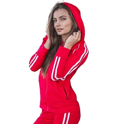 Picture of Red colour hoodie for women korean | Hoodie for girls korean cute bts | Export quality hoodie for women with zipper