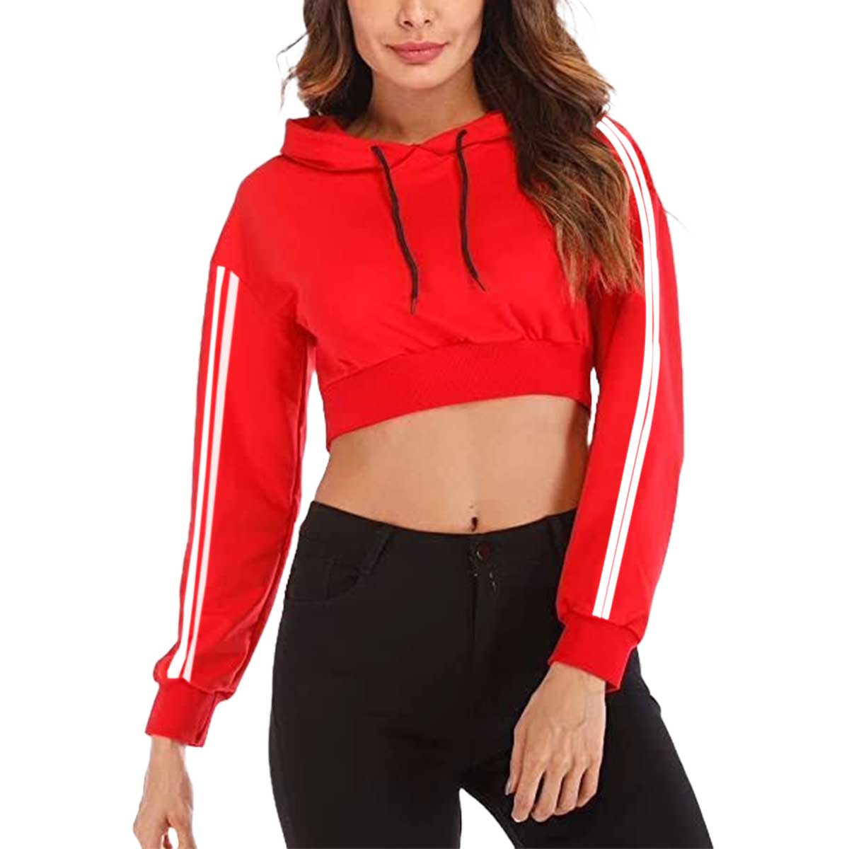 Picture of Red colour hoodie for women korean | Hoodie for girls korean cute bts | Export quality hoodie for women with zipper