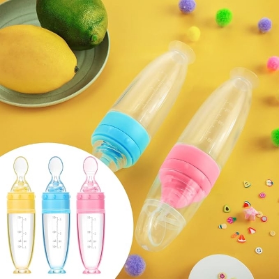 Picture of Baby Silicone spoon feeder Bottle 90/120ml | Baby feeding spoon silicon bottle | Baby spoon feeder bottle