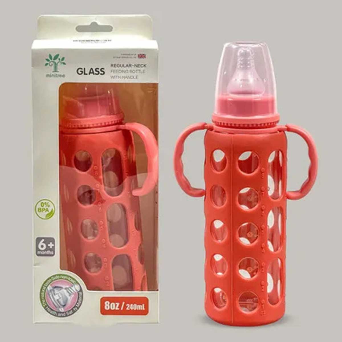Picture of Smart baby feeder bottle glass | MINITree 240ml Glass Feeding Bottle Milk Feeder | Feeder for 6 months baby