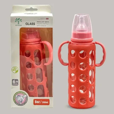 Picture of Smart baby feeder bottle glass | MINITree 240ml Glass Feeding Bottle Milk Feeder | Feeder for 6 months baby