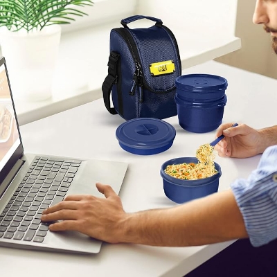 Picture of Lunch box bag for man office | office bag for men small size | Carry bag or tiffin bag  4 box lunch bag for nan and women , Lunch Box Bag For 4 layer food box