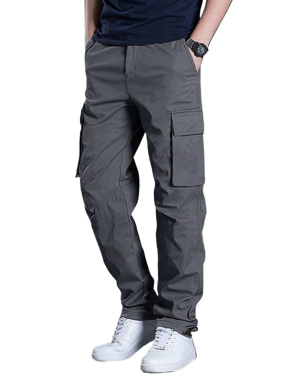 Picture of Export quality deep grey cargo pant for men stylish khaki 2024 | High quality mobile pant for men stylish 2024 new | Six pocket cargo pant for men - Mens cargo pants black ash color