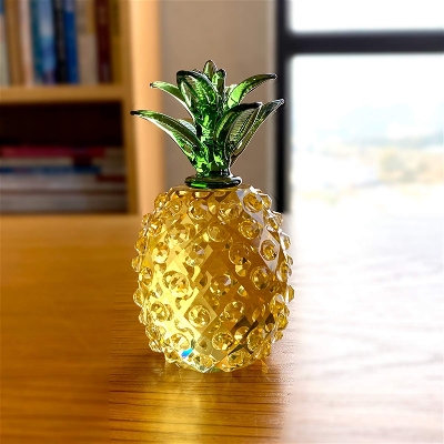 Picture of Crystal Pineapple showpiece for home decor | Paperweight and gift for girl girl friend and boy friend - Cute gift items
