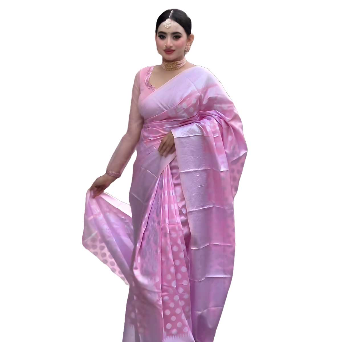 Picture of Soft katan silk party saree for women | Low price half silk saree for gift girl friend