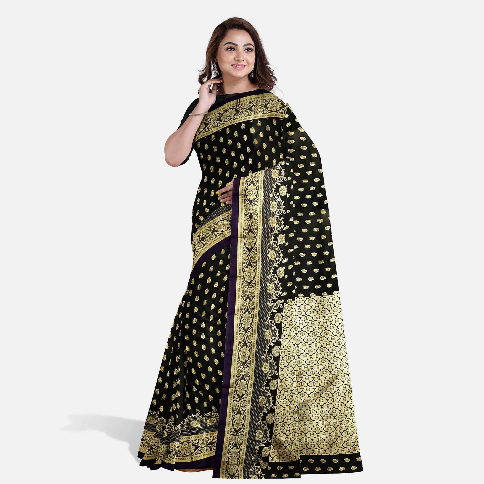 Picture of Soft katan silk party saree for women | Low price half silk saree for gift girl friend