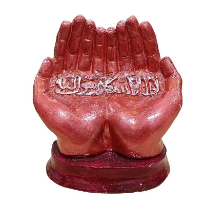 Picture of Islamic showpiece for gift and home decor | Prayer hand Monajat showpiece  | Kalema written on hands show piece