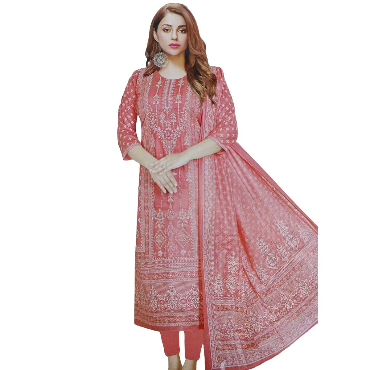 Picture of Unstitched Cotton Print Three Pieces for Women | Indian Unstitched Jorjet/Georgette Embroidery Work Shalwar Kameez Three Piece For Women (3 Piece)