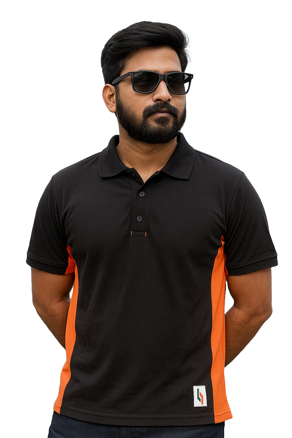 Picture of Export quality printed blue and black cotton polo tshirt for men new collection of 2025