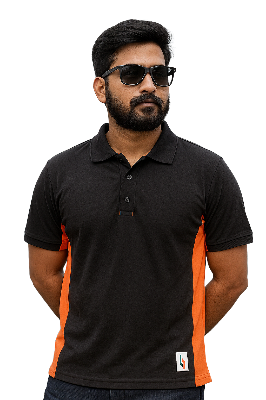 Picture of Export quality printed blue and black cotton polo tshirt for men new collection of 2025