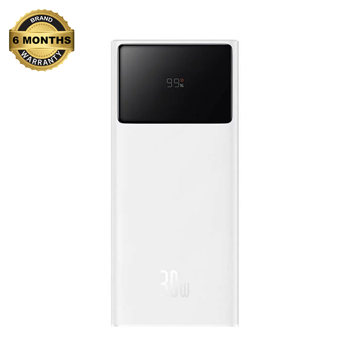 Picture of OS-Baseus Star-Lord Digital Display Fast Charging Power Bank 20000mAh 30W Moon White（With Simple Series Charging Cable USB to Type-C 3A 0.3m White）