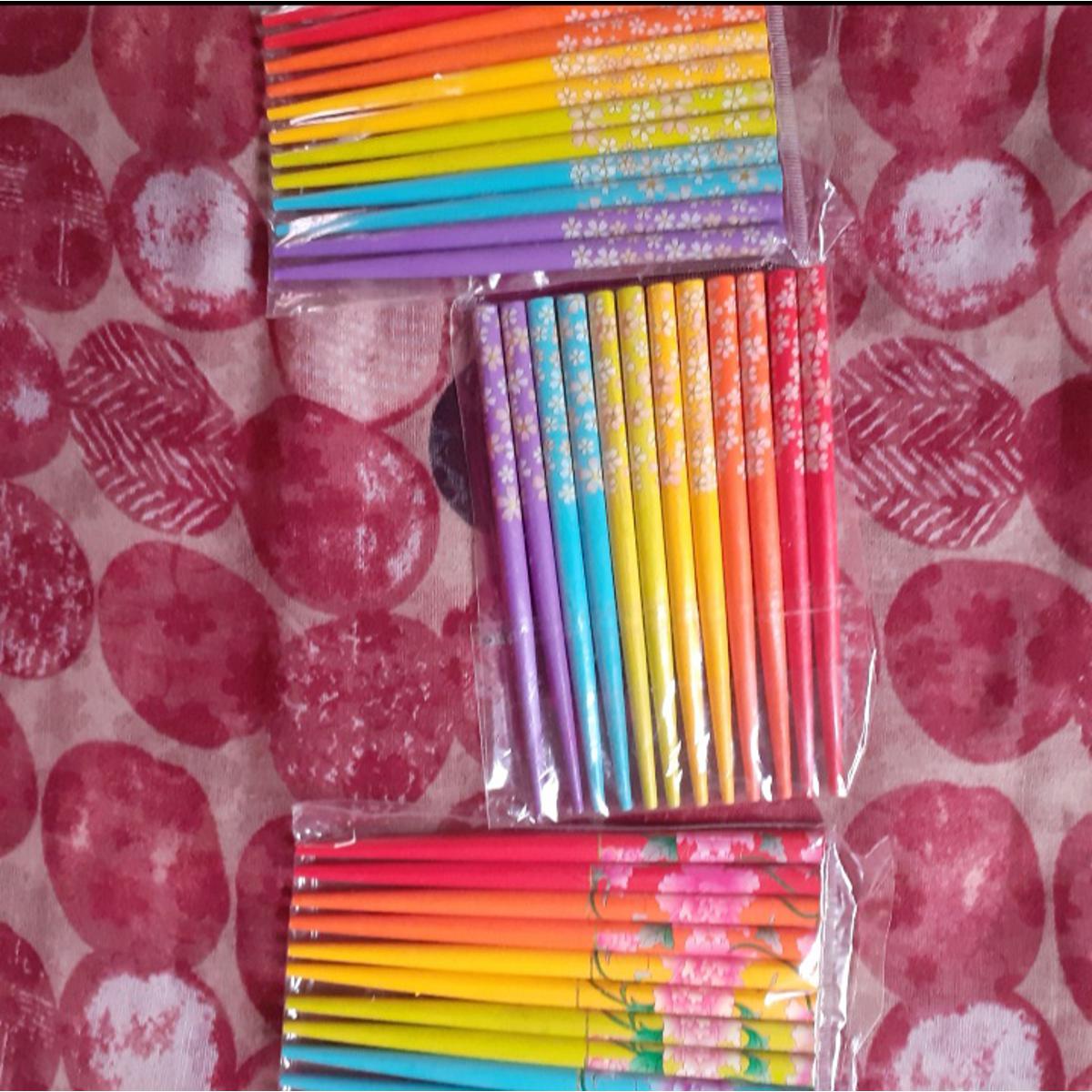 Picture of Colourful Wooden Hair Sticks - 12 Pcs