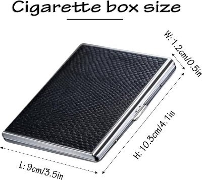 Picture of Black Color Metal cigarette case box holds 10 cigarettes