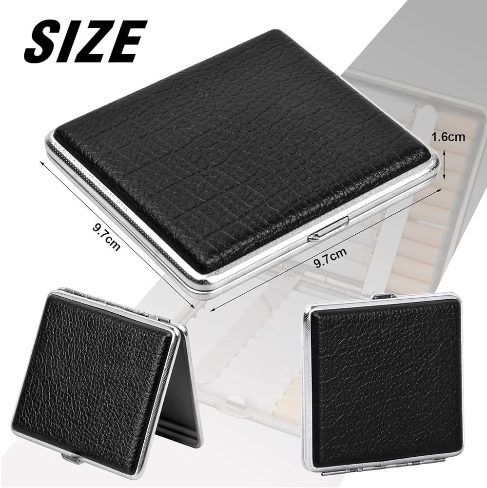 Picture of Black Color Metal cigarette case box holds 10 cigarettes