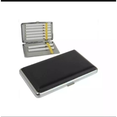 Picture of Black Color Metal cigarette case box holds 10 cigarettes