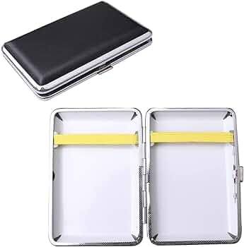Picture of Black Color Metal cigarette case box holds 10 cigarettes