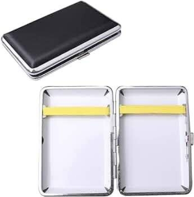 Picture of Black Color Metal cigarette case box holds 10 cigarettes