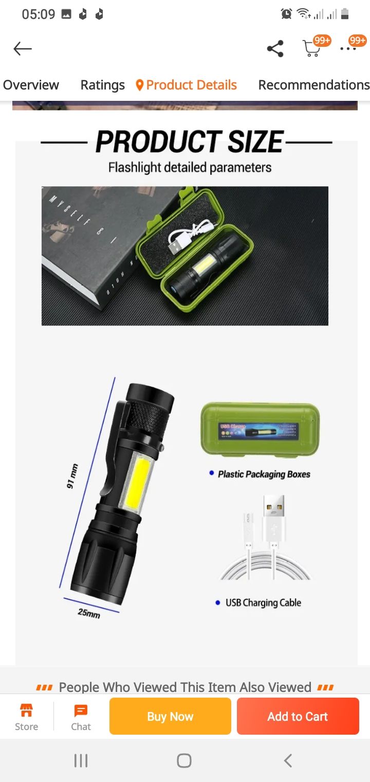 Picture of High Quality 3 in 1 Mini Portable Rechargable Waterproof USB Flash Torch Light - 1 Piece