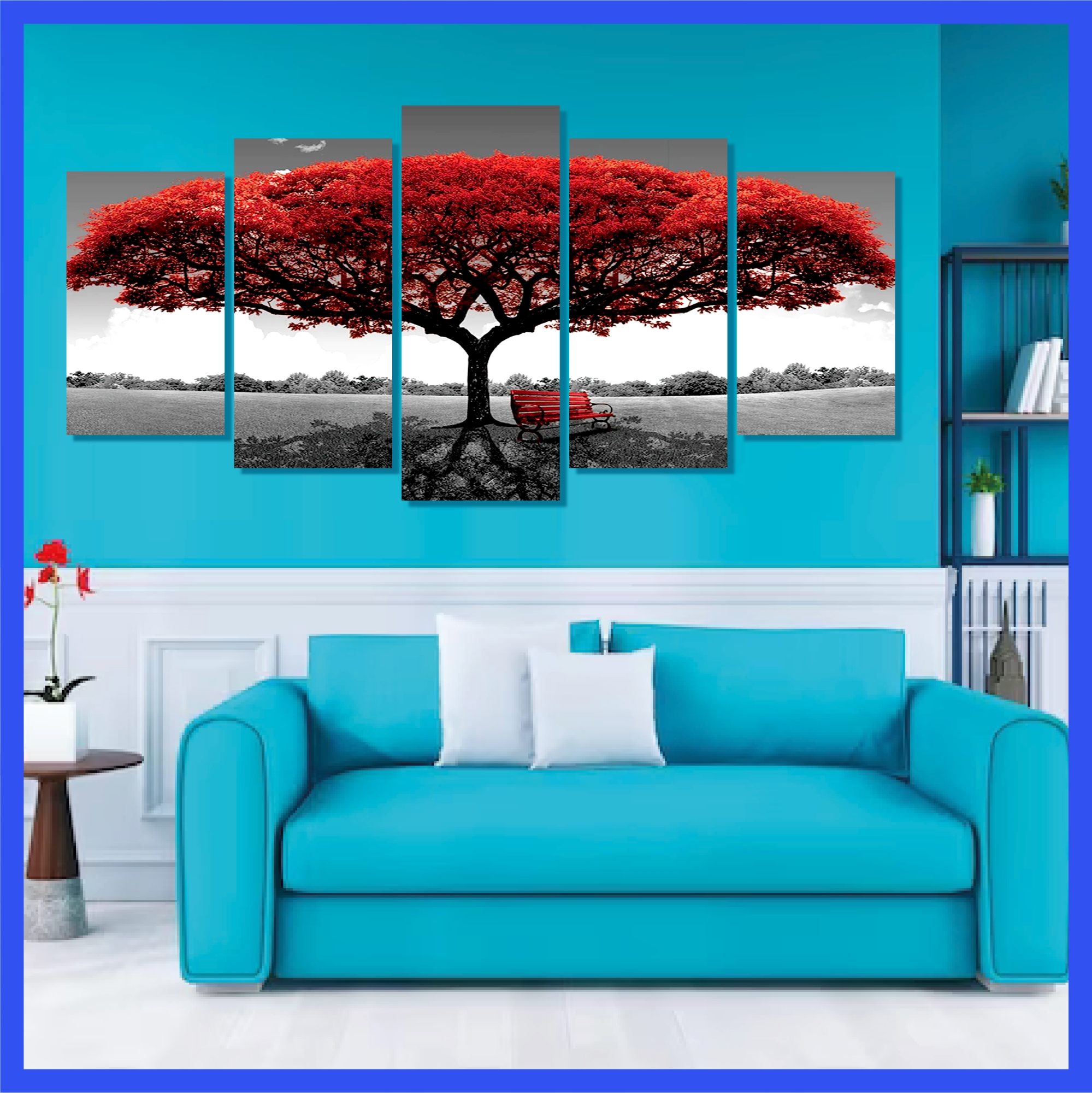 Picture of 5Pcs/Set Red Tree Home Canvas Wall Painting Picture Living Room Bedroom Decor