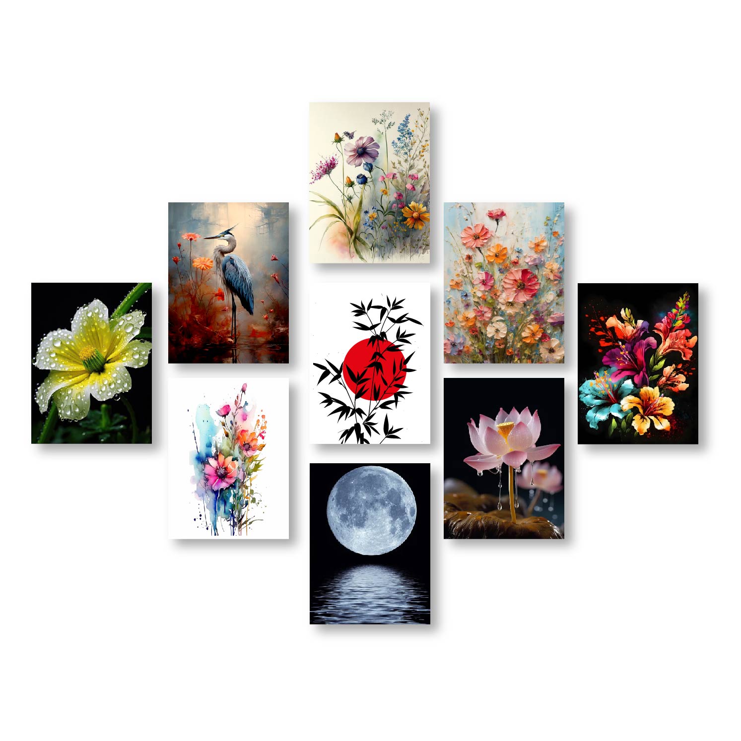 Picture of 9Pcs/Set Flower Home Canvas Wall Painting Picture Living Room or Bedroom