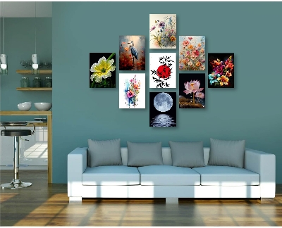 Picture of 9Pcs/Set Flower Home Canvas Wall Painting Picture Living Room or Bedroom