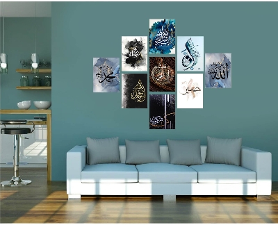Picture of 9Pcs/Set Arabic Calligraphy Home Canvas Wall Painting Picture Living Room or Bedroom