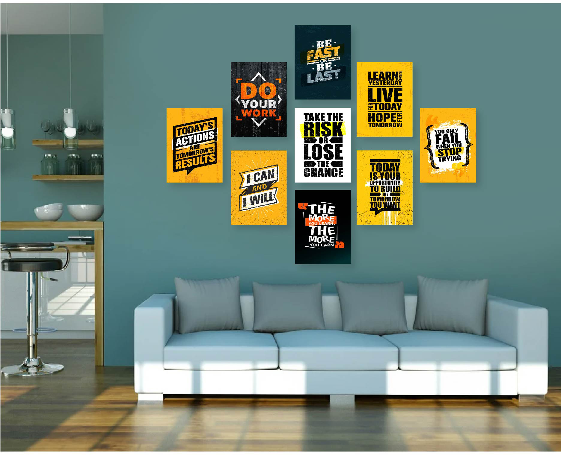 Picture of 9 Pcs Set Motivational Quote Home Canvas Wall Painting Picture Living Room or Bedroom