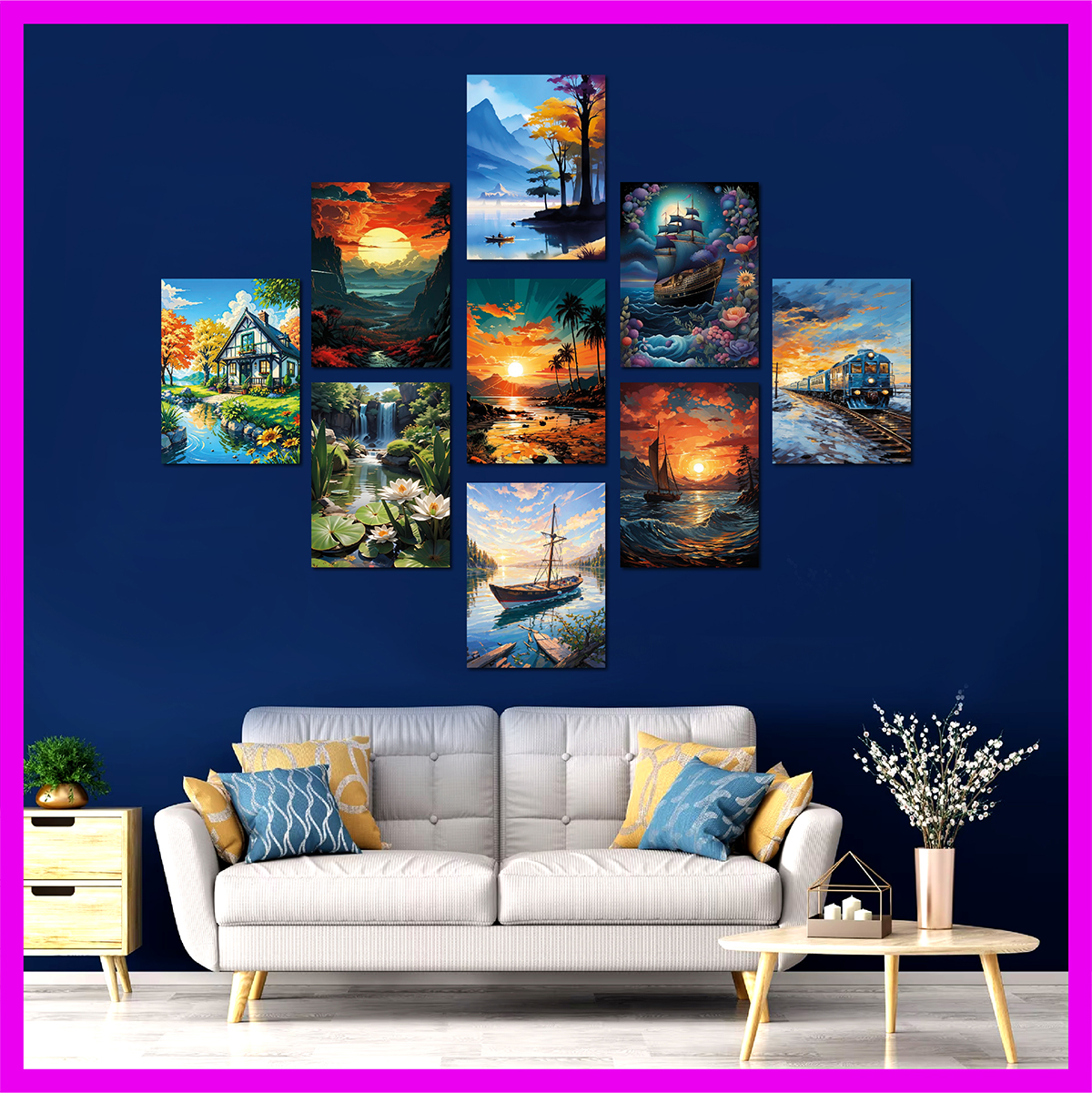 Picture of 9Pcs/Set Flower Home Canvas Wall Painting Picture Living Room or Bedroom