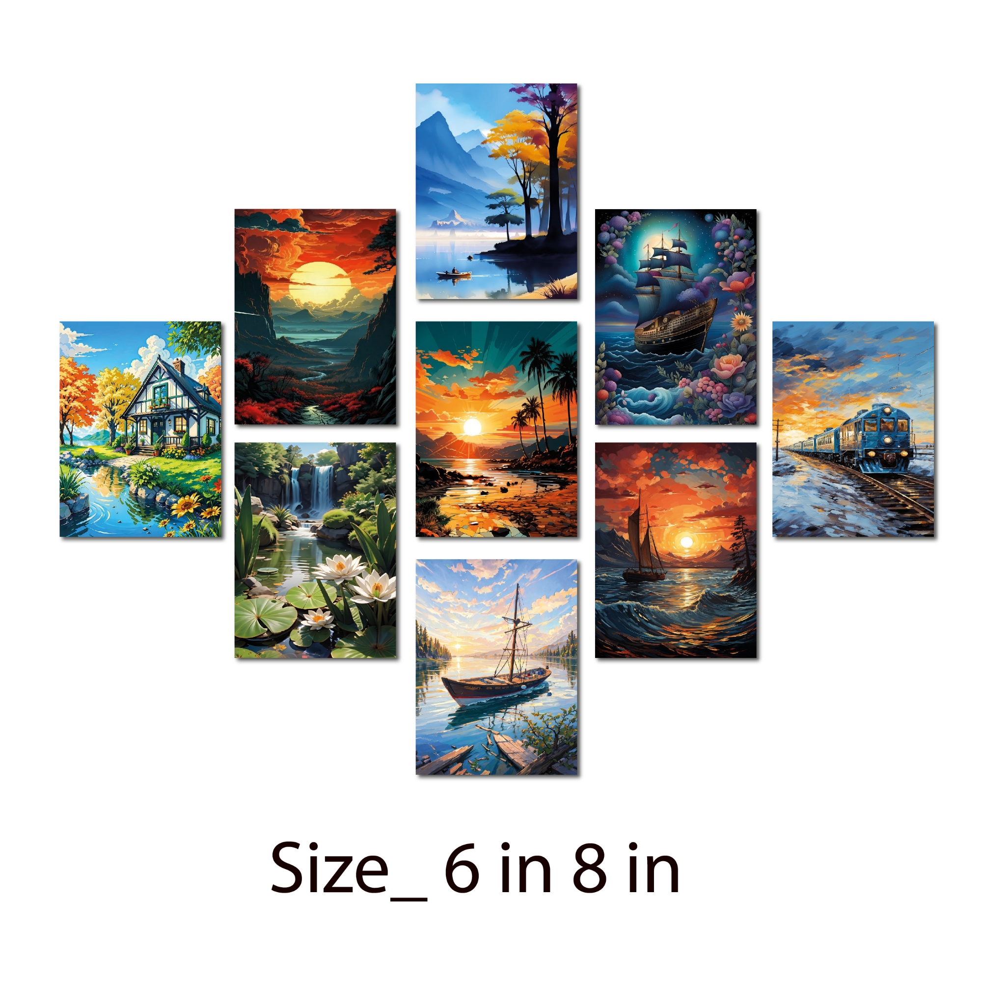 Picture of 9Pcs/Set Flower Home Canvas Wall Painting Picture Living Room or Bedroom
