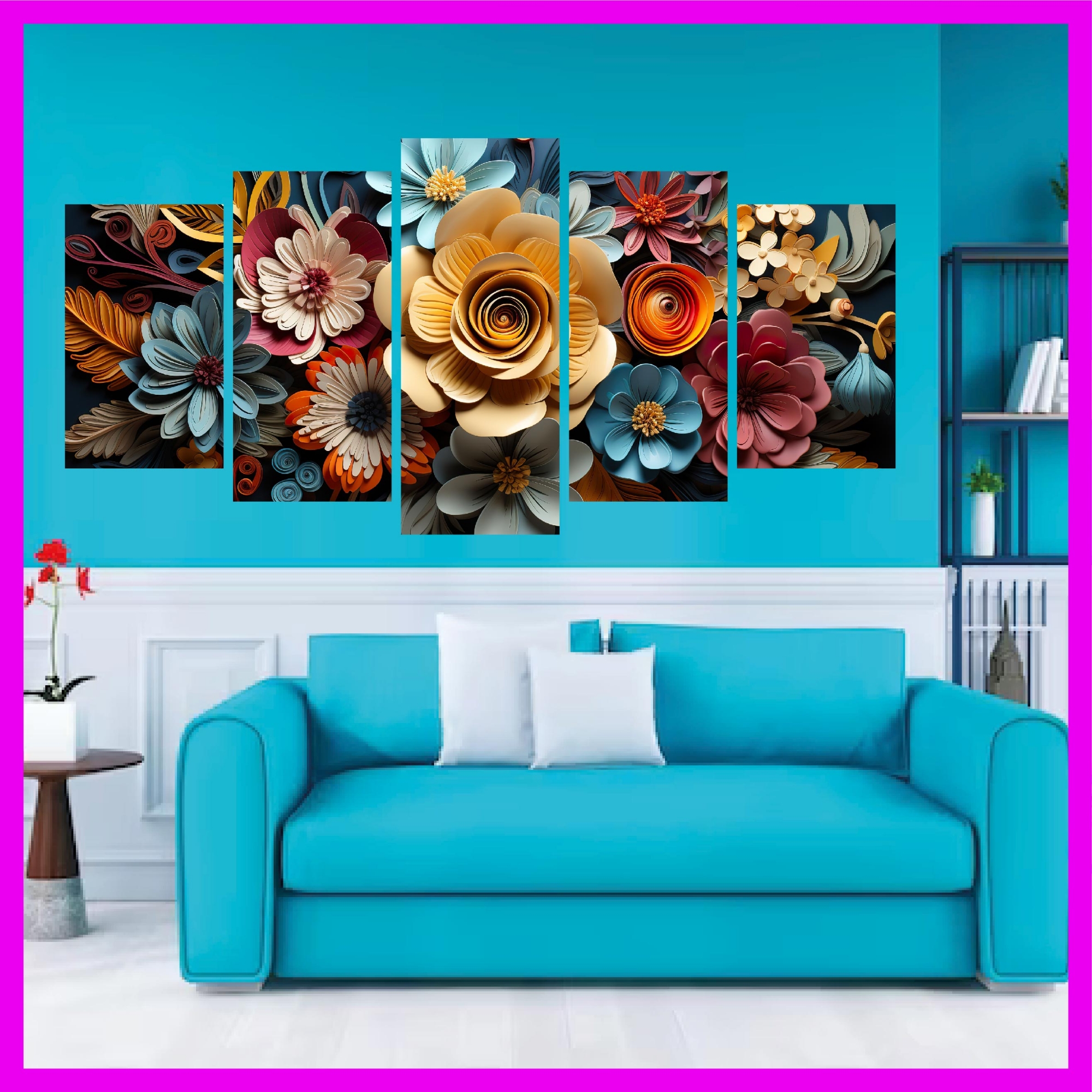 Picture of 5Pcs/Set Flower Home Canvas Wall Painting Picture Living Room or Bedroom